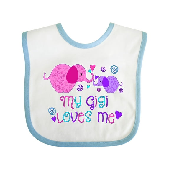 Inktastic My Gigi Loves Me Cute Elephants Boys or Girls Baby Bib