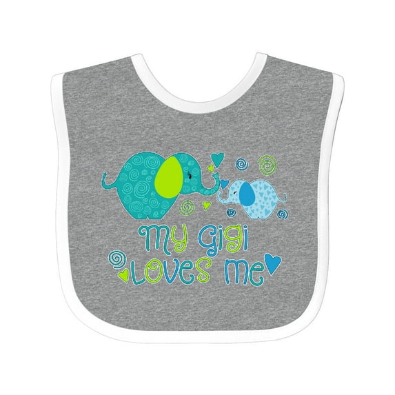 Inktastic My Gigi Loves Me- Cute Elephants Boys or Girls Baby Bib