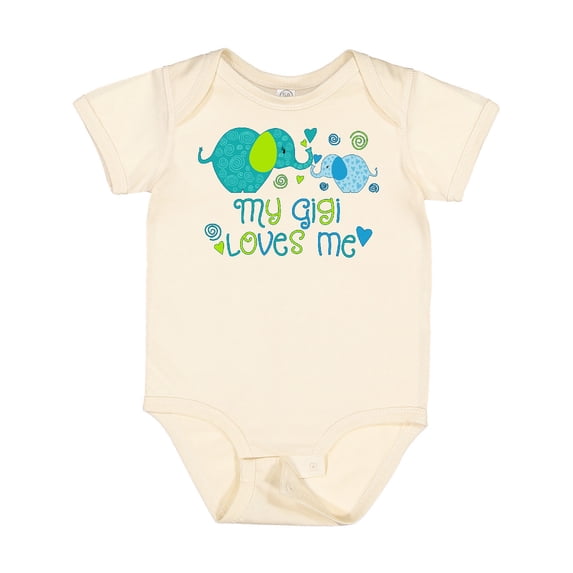 Inktastic My Gigi Loves Me Cute Elephants Boys or Girls Baby Bodysuit