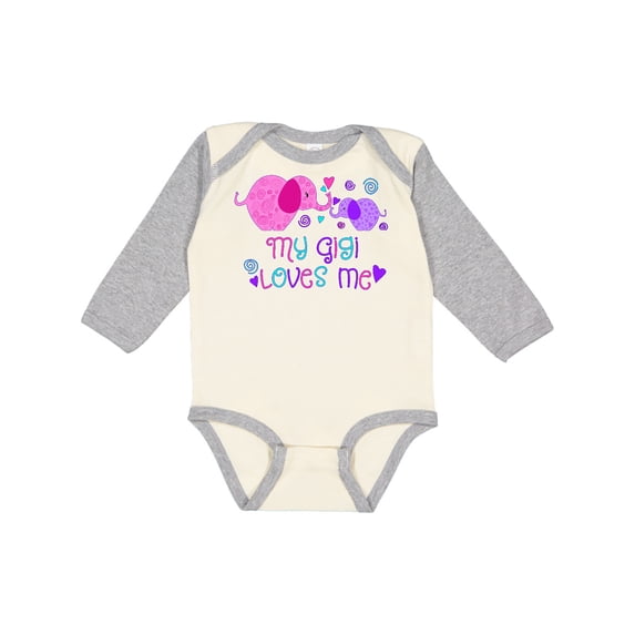 Inktastic My Gigi Loves Me Cute Elephants Boys or Girls Long Sleeve Baby Bodysuit