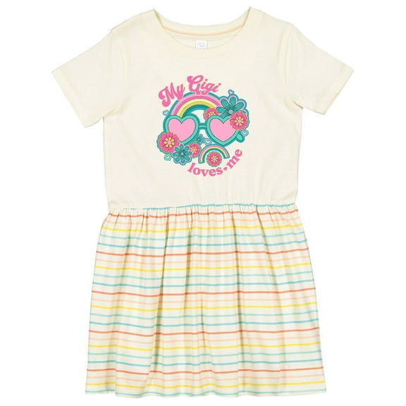 Inktastic My Gigi Loves Me Girls Rainbow Granddaughter Girls Toddler Dress