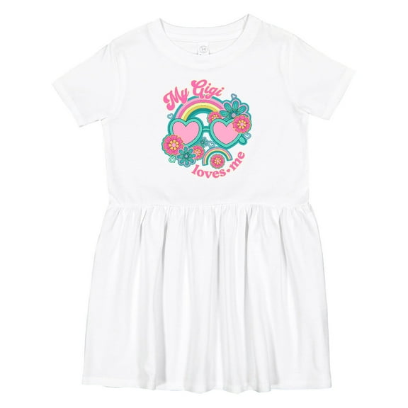 Inktastic My Gigi Loves Me Girls Rainbow Granddaughter Girls Toddler Dress