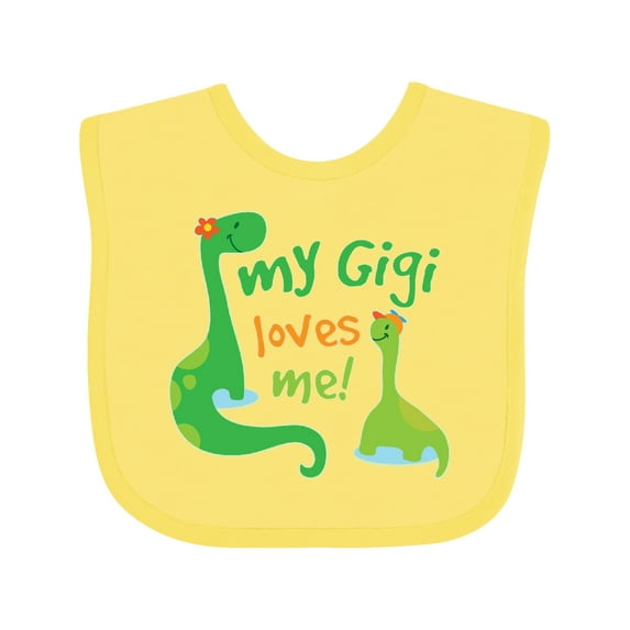 Inktastic My Gigi Loves Me Grandson Dinosaur Boys Baby Bib