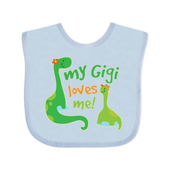 Inktastic My Gigi Loves Me Grandson Dinosaur Boys Baby Bib