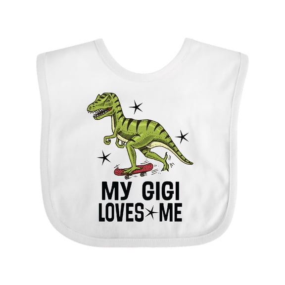 Inktastic My Gigi Loves Me Grandson Dinosaur Boys Baby Bib
