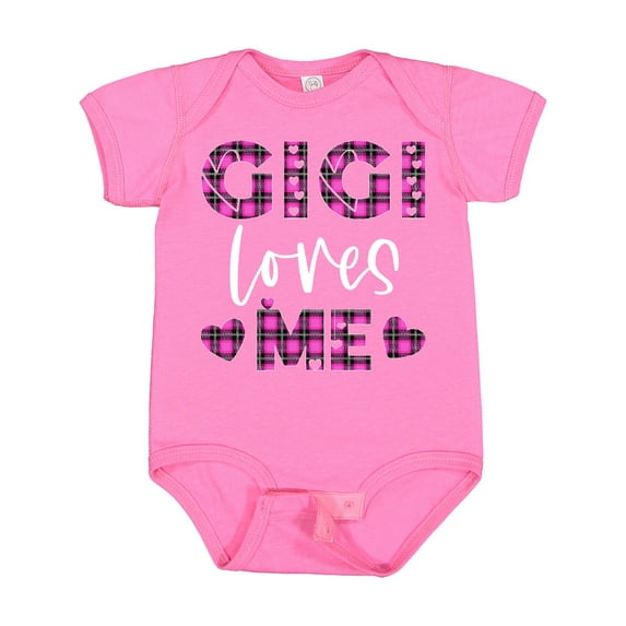 Inktastic My Gigi Loves Me Hearts in Pink Plaid Boys or Girls Baby Bodysuit