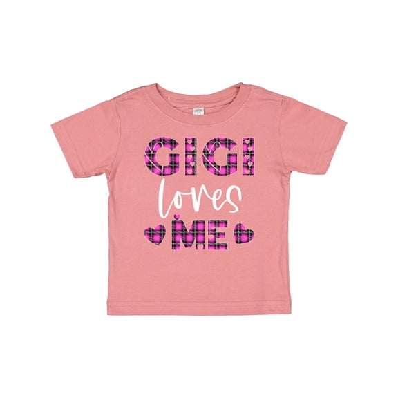 Inktastic My Gigi Loves Me Hearts in Pink Plaid Boys or Girls Baby T-Shirt
