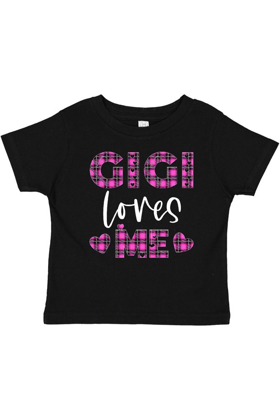 My Gigi Loves Me Hearts in Pink Plaid Boys or Girls Baby T-Shirt
