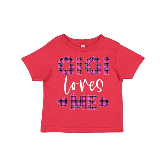 Inktastic My Gigi Loves Me Hearts in Pink Plaid Boys or Girls Toddler T-Shirt
