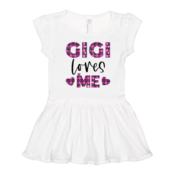 Inktastic My Gigi Loves Me Hearts in Pink Plaid Girls Toddler Dress