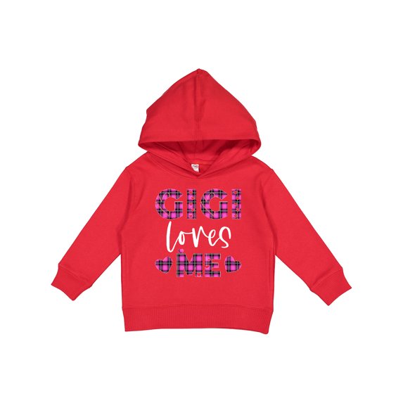 Inktastic My Gigi Loves Me Hearts in Pink Plaid Toddler Hoodie