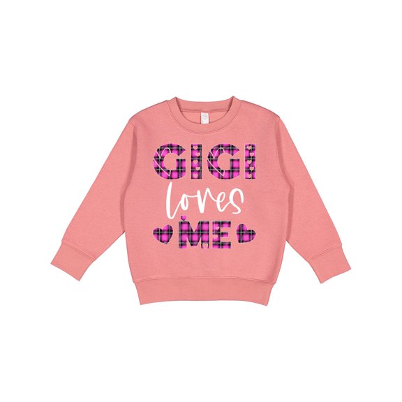 Inktastic My Gigi Loves Me Hearts in Pink Plaid Toddler Sweatshirt