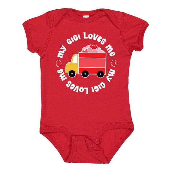 Inktastic My Gigi Loves Me Valentine Truck Boys or Girls Baby Bodysuit