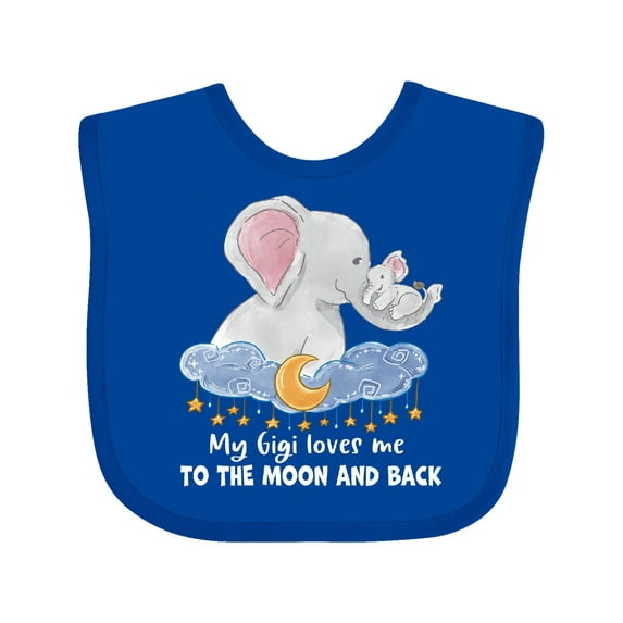 Inktastic My Gigi Loves Me to the Moon and Back Elephant Family Boys or Girls Baby Bib