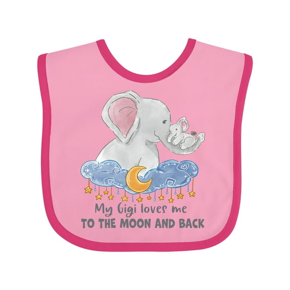 Inktastic My Gigi Loves Me to the Moon and Back Elephant Family Boys or Girls Baby Bib