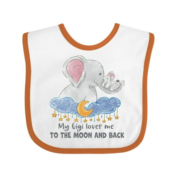 Inktastic My Gigi Loves Me to the Moon and Back Elephant Family Boys or Girls Baby Bib