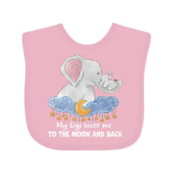 Inktastic My Gigi Loves Me to the Moon and Back Elephant Family Boys or Girls Baby Bib