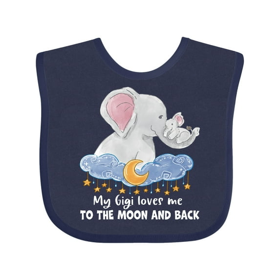 Inktastic My Gigi Loves Me to the Moon and Back Elephant Family Boys or Girls Baby Bib