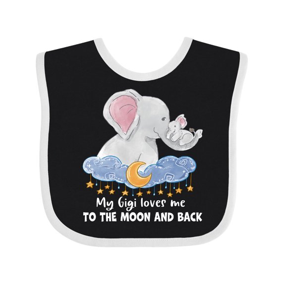 Inktastic My Gigi Loves Me to the Moon and Back Elephant Family Boys or Girls Baby Bib