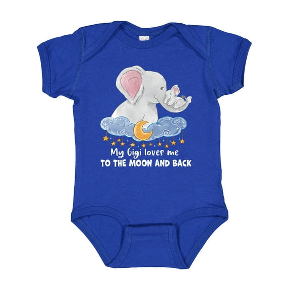Inktastic My Gigi Loves Me to the Moon and Back Elephant Family Boys or Girls Baby Bodysuit