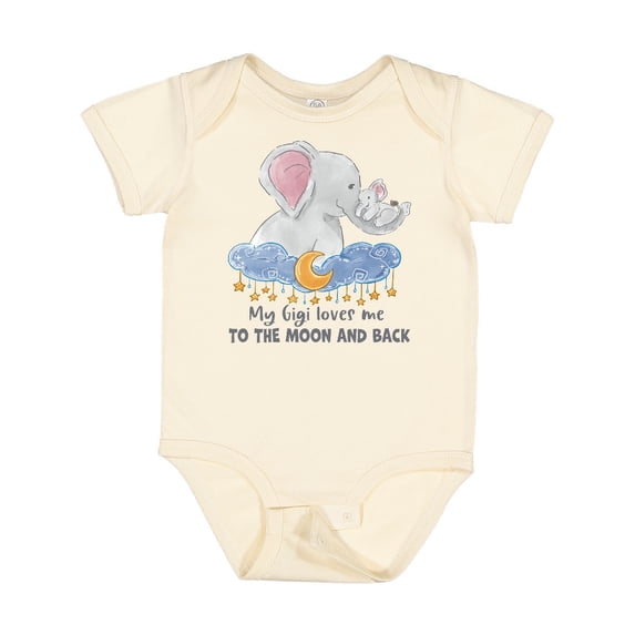 Inktastic My Gigi Loves Me to the Moon and Back Elephant Family Boys or Girls Baby Bodysuit