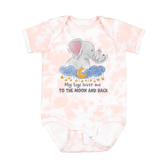 Inktastic My Gigi Loves Me to the Moon and Back Elephant Family Boys or Girls Baby Bodysuit