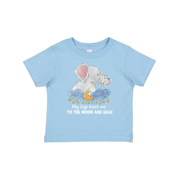 Inktastic My Gigi Loves Me to the Moon and Back Elephant Family Boys or Girls Baby T-Shirt