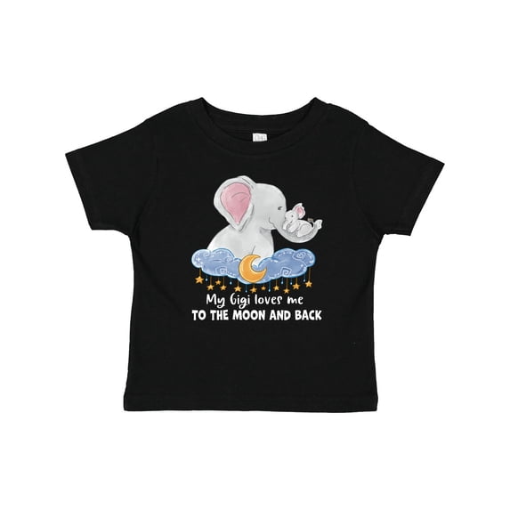 Inktastic My Gigi Loves Me to the Moon and Back Elephant Family Boys or Girls Baby T-Shirt