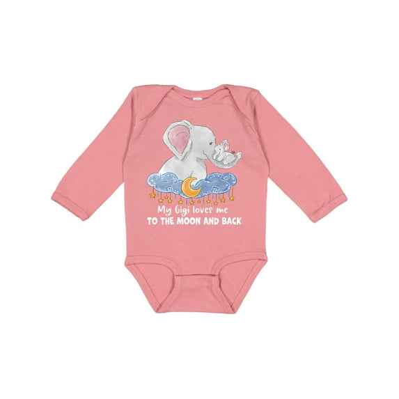 Inktastic My Gigi Loves Me to the Moon and Back Elephant Family Boys or Girls Long Sleeve Baby Bodysuit