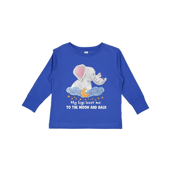 Inktastic My Gigi Loves Me to the Moon and Back Elephant Family Boys or Girls Long Sleeve Toddler T-Shirt