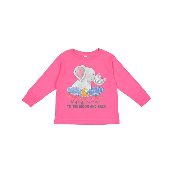 Inktastic My Gigi Loves Me to the Moon and Back Elephant Family Boys or Girls Long Sleeve Toddler T-Shirt