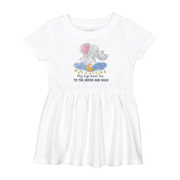 Inktastic My Gigi Loves Me to the Moon and Back Elephant Family Girls Baby Dress