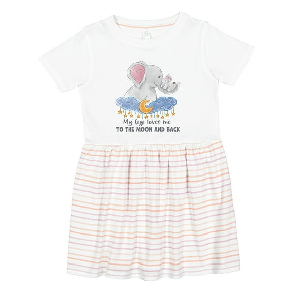 Inktastic My Gigi Loves Me to the Moon and Back Elephant Family Girls Toddler Dress