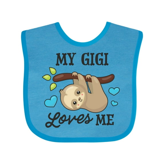 Inktastic My Gigi Loves Me with Sloth and Hearts Boys or Girls Baby Bib