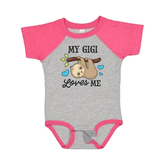 Inktastic My Gigi Loves Me with Sloth and Hearts Boys or Girls Baby Bodysuit