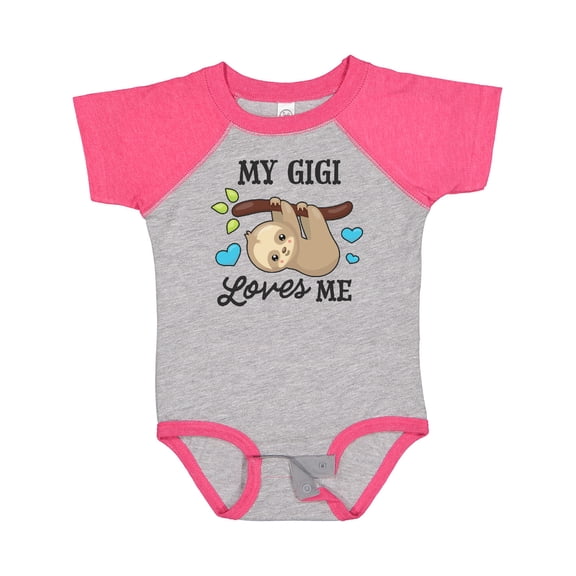 Inktastic My Gigi Loves Me with Sloth and Hearts Boys or Girls Baby Bodysuit