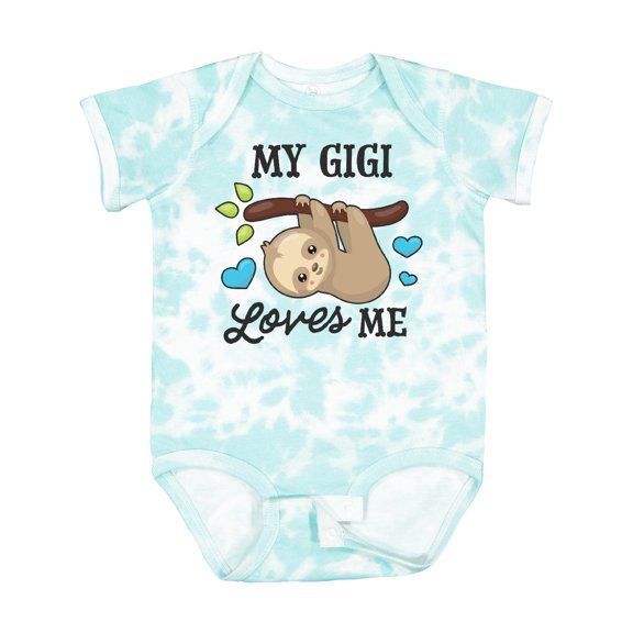 Inktastic My Gigi Loves Me with Sloth and Hearts Boys or Girls Baby Bodysuit