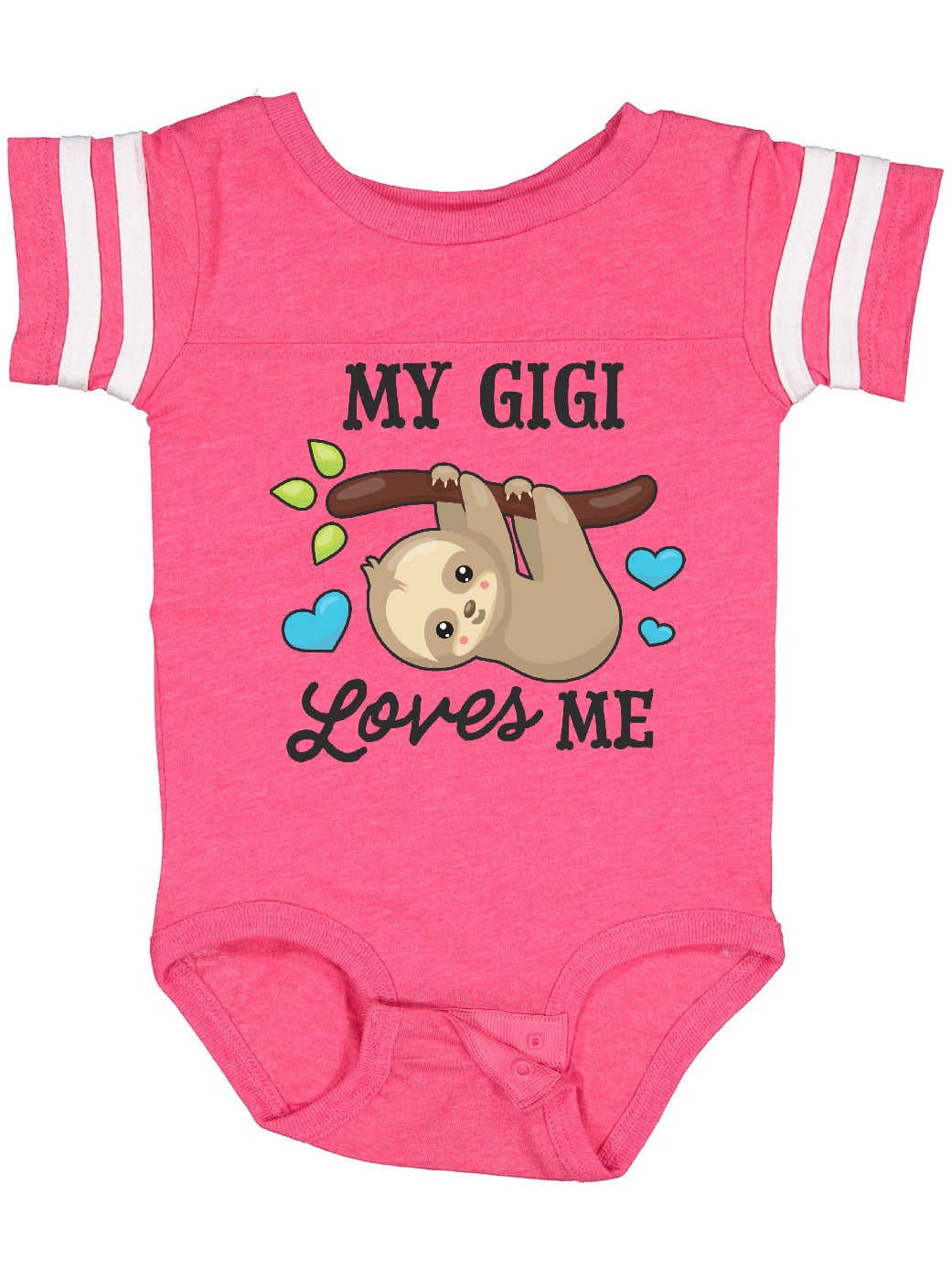 Inktastic My Gigi Loves Me with Sloth and Hearts Boys or Girls Baby Bodysuit
