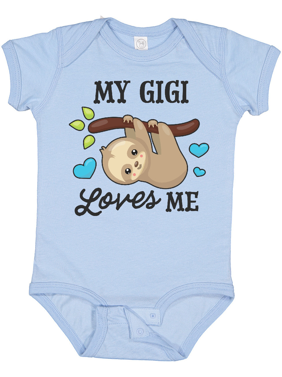 Inktastic My Gigi Loves Me with Sloth and Hearts Boys or Girls Baby Bodysuit