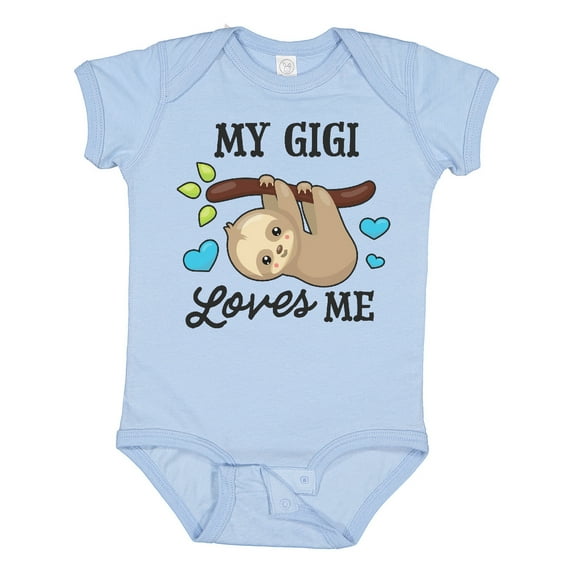 Inktastic My Gigi Loves Me with Sloth and Hearts Boys or Girls Baby Bodysuit