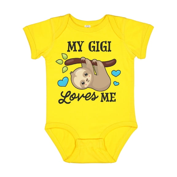 Inktastic My Gigi Loves Me with Sloth and Hearts Boys or Girls Baby Bodysuit