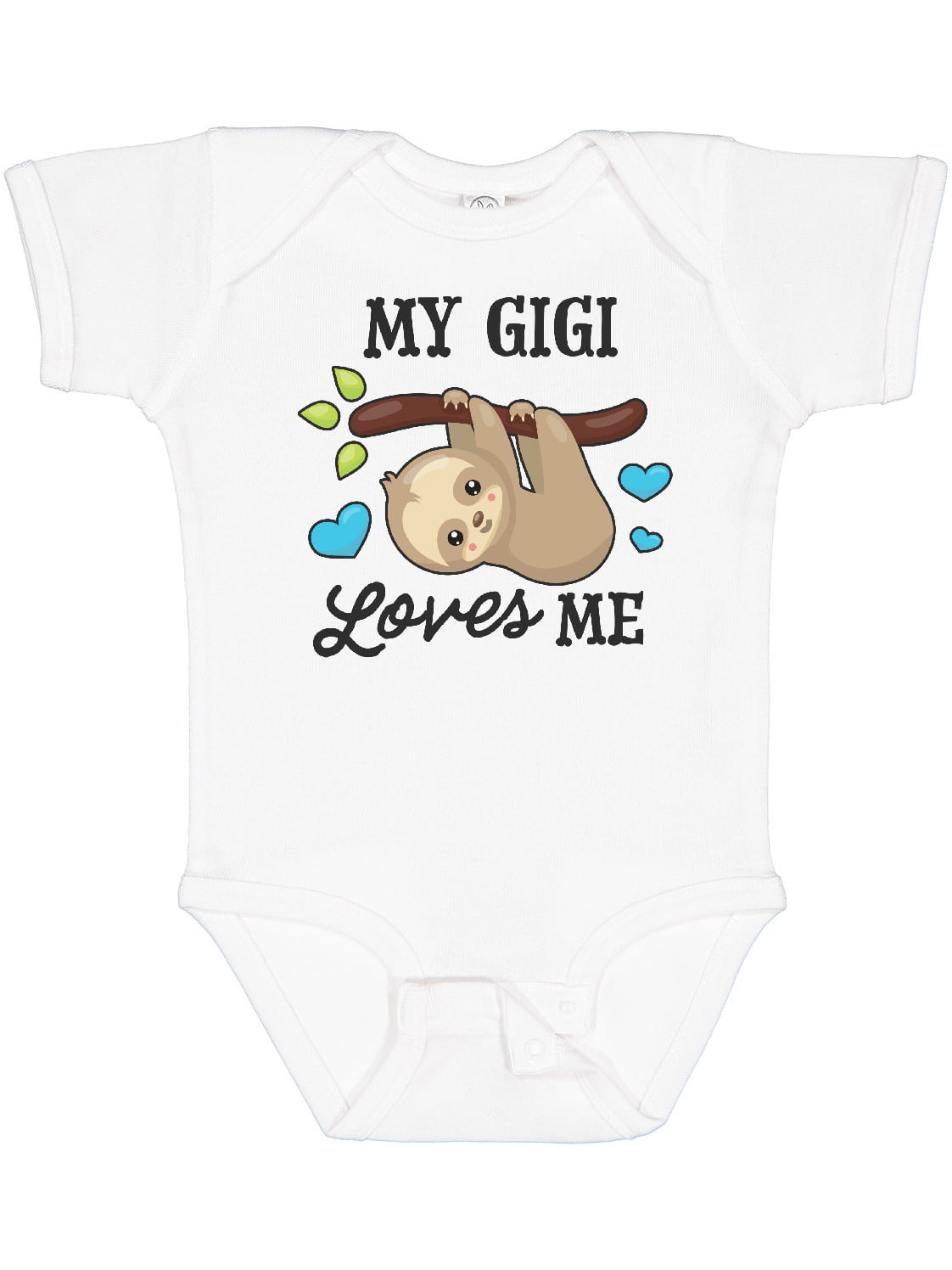 Inktastic My Gigi Loves Me with Sloth and Hearts Boys or Girls Baby Bodysuit