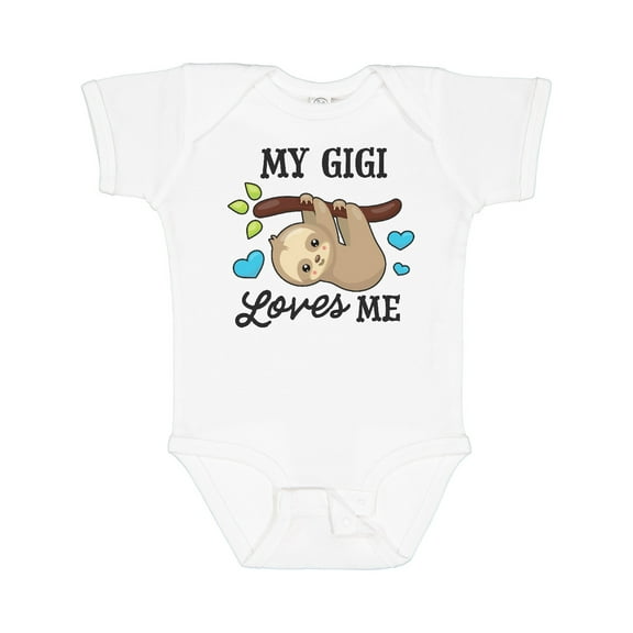 Inktastic My Gigi Loves Me with Sloth and Hearts Boys or Girls Baby Bodysuit