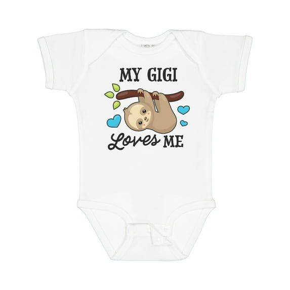 Inktastic My Gigi Loves Me with Sloth and Hearts Boys or Girls Baby Bodysuit