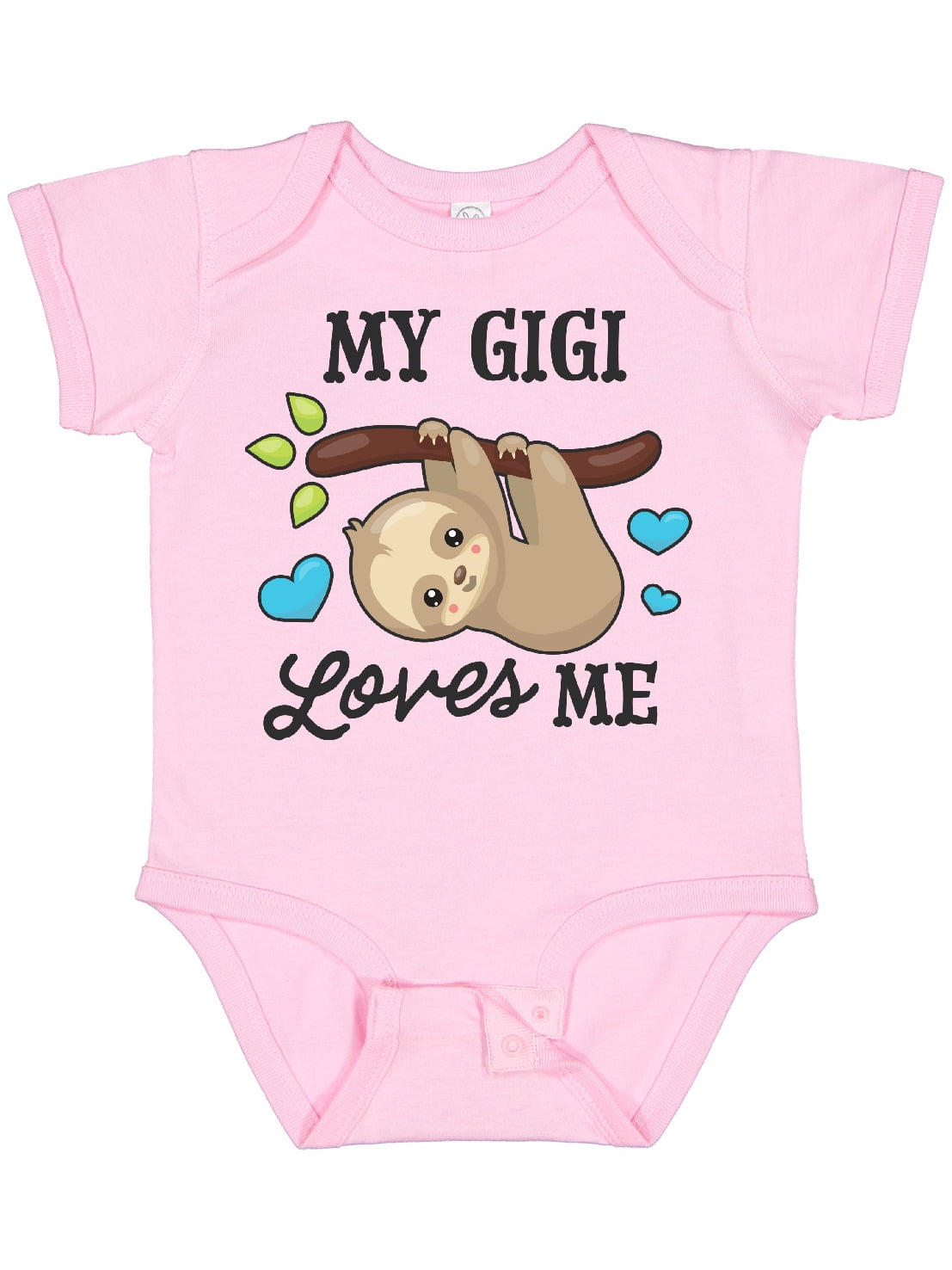 Inktastic My Gigi Loves Me with Sloth and Hearts Boys or Girls Baby Bodysuit