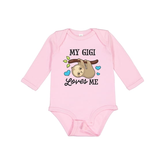 Inktastic My Gigi Loves Me with Sloth and Hearts Boys or Girls Long Sleeve Baby Bodysuit