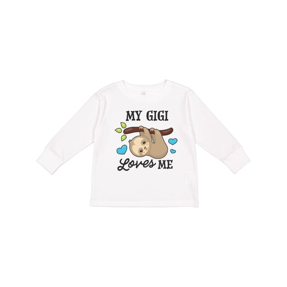 Inktastic My Gigi Loves Me with Sloth and Hearts Boys or Girls Long Sleeve Toddler T-Shirt