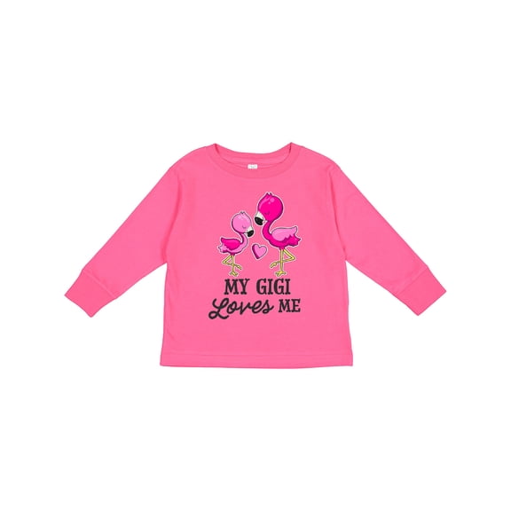 Inktastic My Gigi Loves Me with Two Flamingos Boys or Girls Long Sleeve Toddler T-Shirt