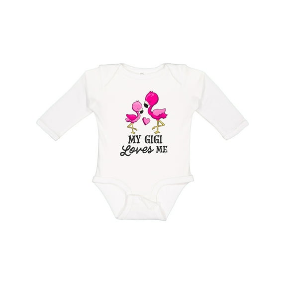 Inktastic My Gigi Loves Me with Two Flamingos Boys or Girls Long Sleeve Baby Bodysuit