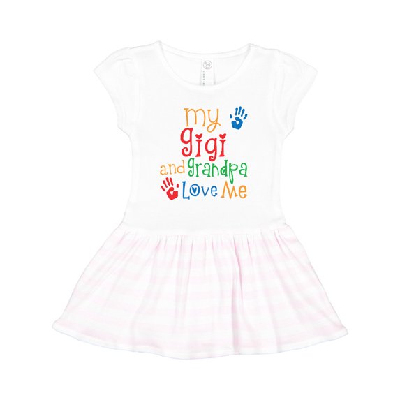 Inktastic My Gigi and Grandpa Love Me Girls Toddler Dress